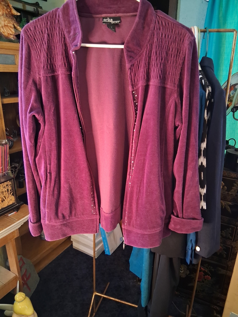 Erika Plush Teddy Jacket in Plum